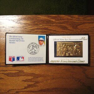 1988 Hall of Fame Member Babe Ruth Baseball Legends 23K Gold Stamp w/ Wallet
